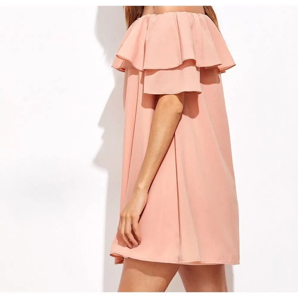 ✨Pink Off The Shoulder Ruffle Dress✨ - Picture 5 of 6